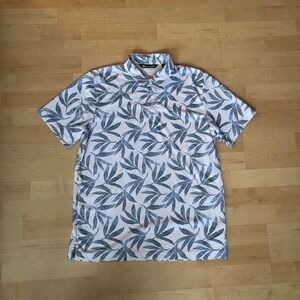Travis Mathew Mens Golf Polo Shirt Short Sleeve Leaf Print Button Up Size L